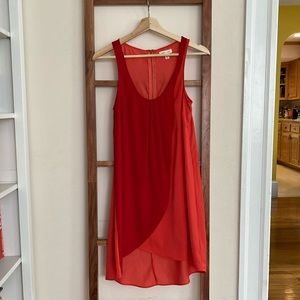 Red and coral knee length dress, size XS.
